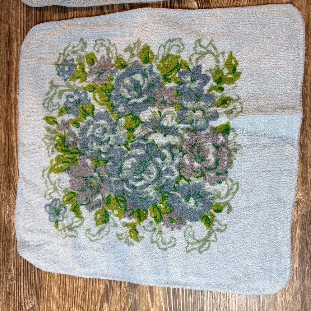 Blue Vintage Wash Cloths (8) Two Hand Towels MCM Granny Core Cottage Core Mixed